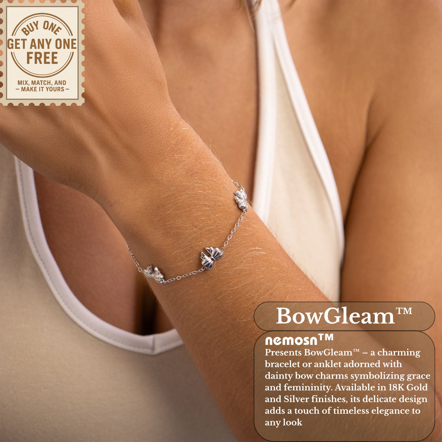 BowGleam™ Dainty Bow Chain Bracelet – Adjustable Gold & Silver Bracelet | Cute Minimalist Jewelry Gift for Her