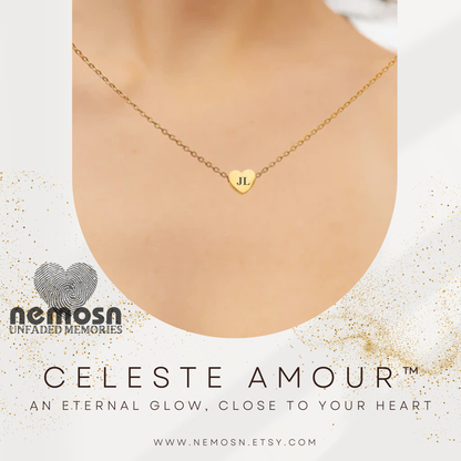 HeartGleam™ Engravable Heart Necklace – Personalized Initial Pendant for Women | Minimalist Gold & Silver Chain | NEMOSN