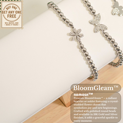 BloomGleam™ Sparkling Flower Beaded Bracelet – Gold & Silver Dainty Bracelet | Everyday Wear Jewelry Gift for Her