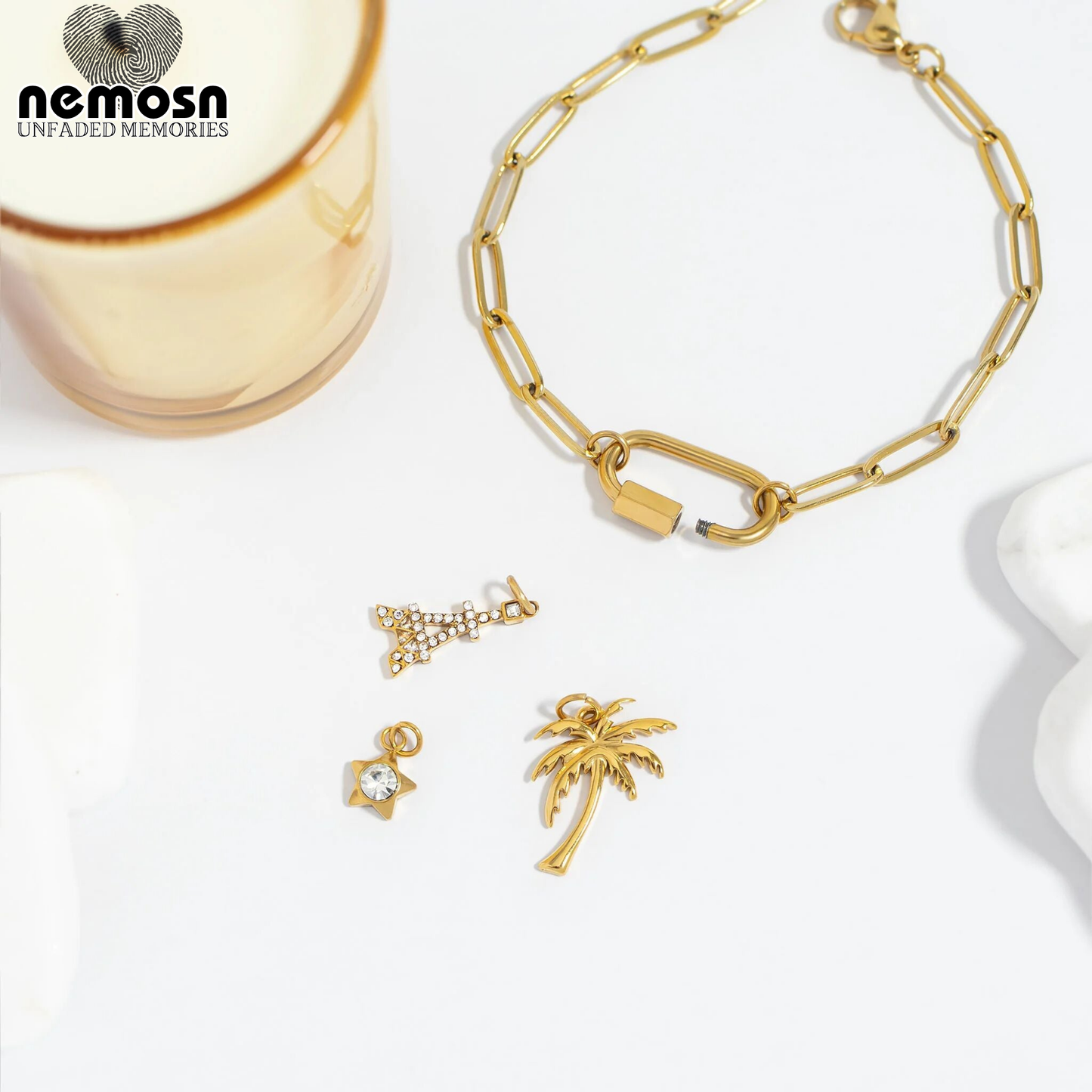 PalmWhisper™ Pendant – 18K Gold & Silver Stainless Steel Palm Tree Charm | Tropical Beach-Inspired Jewelry by Nemosn