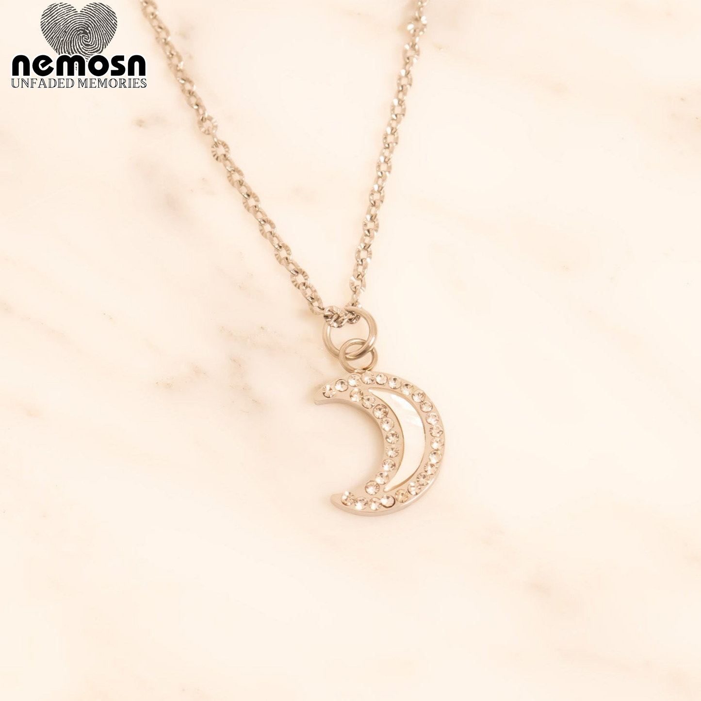 LunaGleam™ – Crystal Crescent Moon Charm Pendant in Gold & Silver