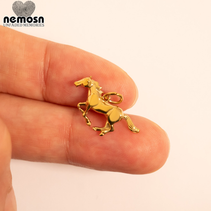 GallopGrace™ – Running Horse Charm Pendant in Gold & Silver
