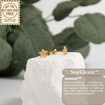 StarGleam™ Crystal Star Stud Earrings – 18K Gold & Silver Plated Dainty Sparkle Jewelry for Women | Nemosn™ Celestial-Inspired Collection