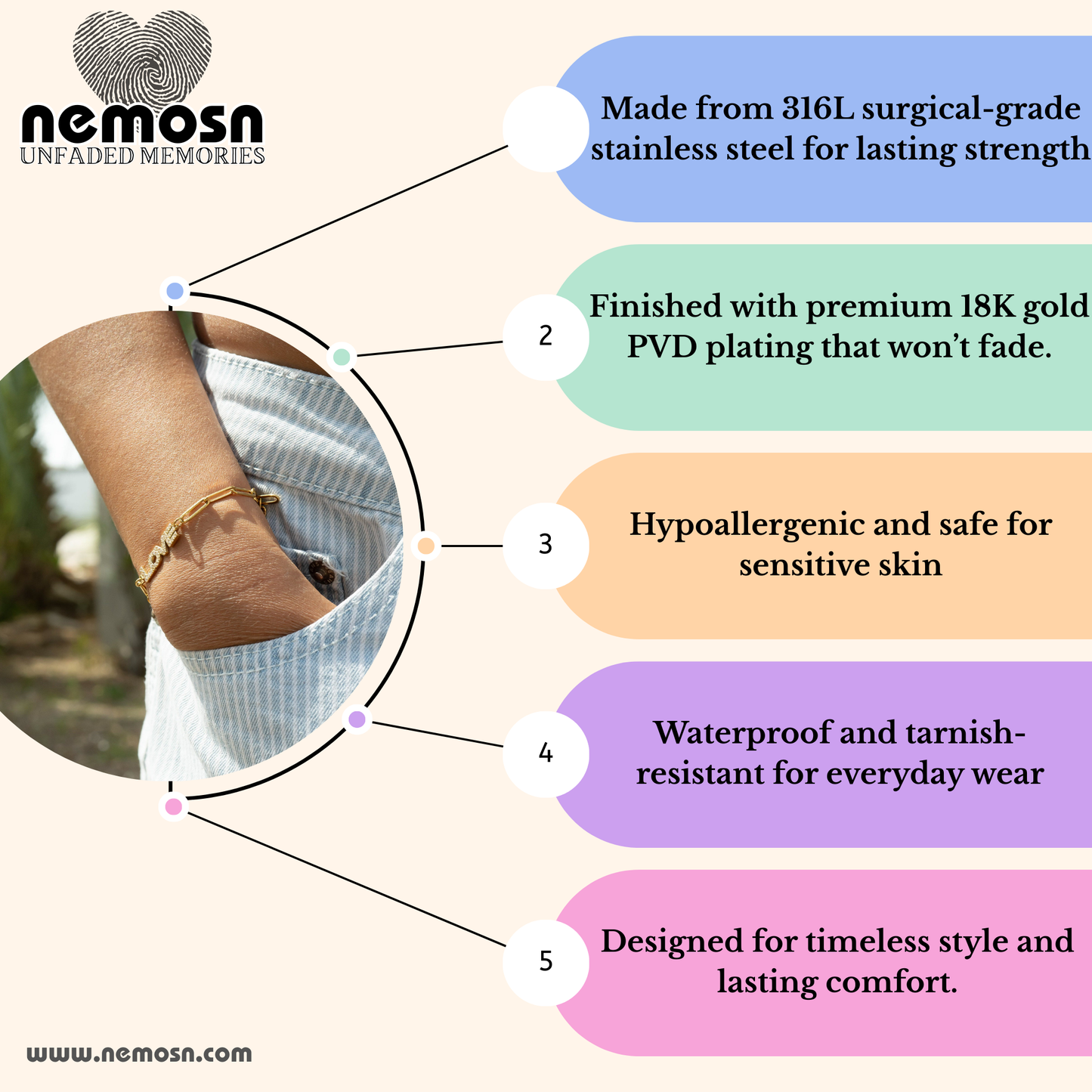 NEMOSN™ Personalized Name Bead Bracelet – Mama Edition