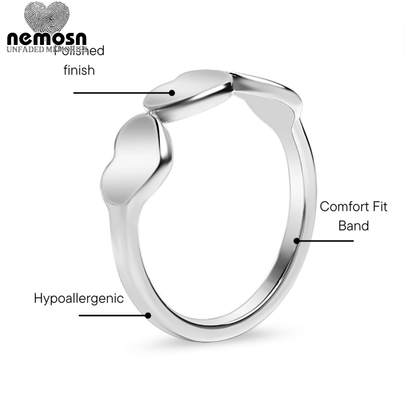 TriHeartGlow™ Engravable Triple Heart Ring – Personalized Initials Ring for Women | Available in Gold & Silver | NEMOSN