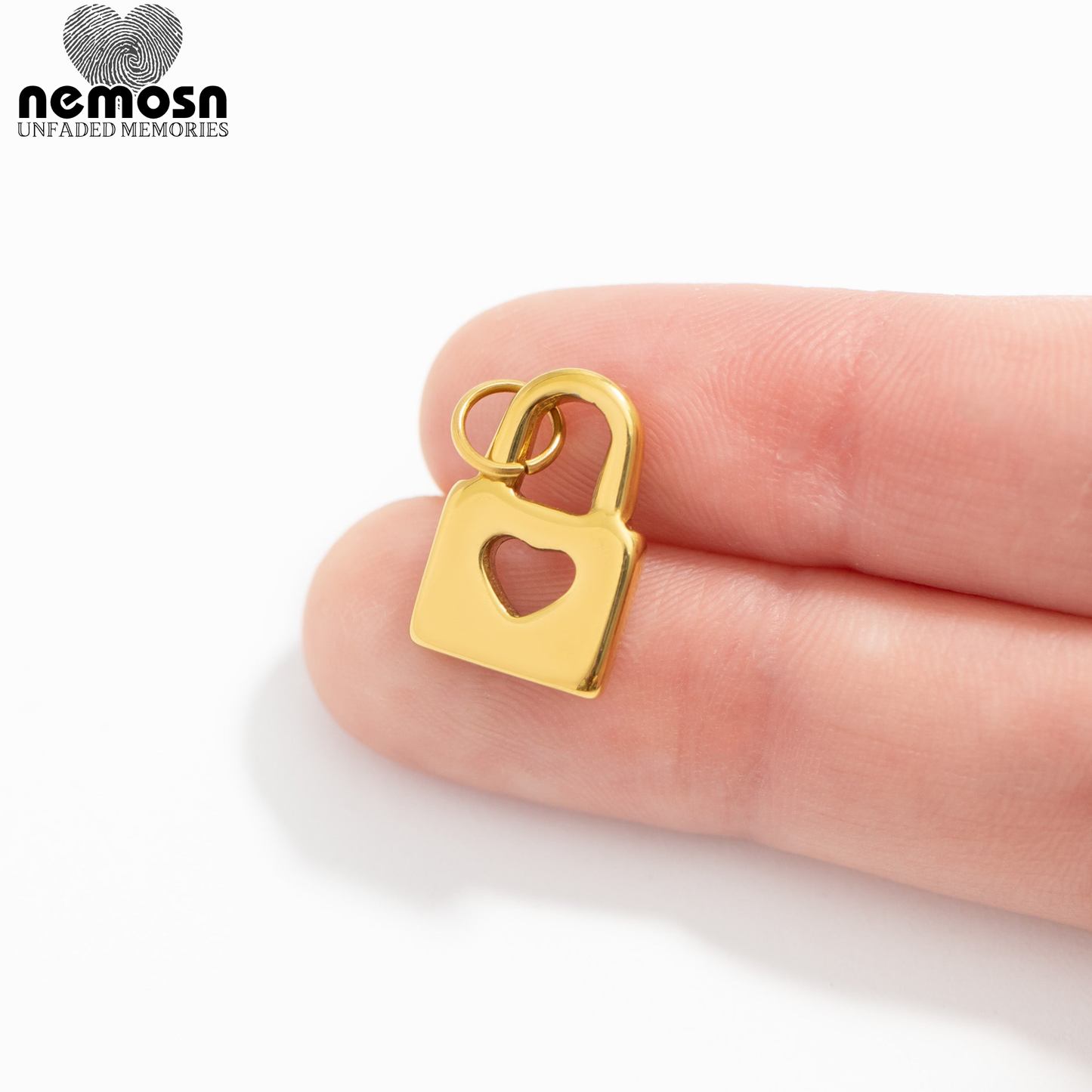 HeartLock™ Pendant in 18K Gold or Silver Finish – Minimalist Heart Padlock Charm for Necklace or Bracelet by NEMOSN