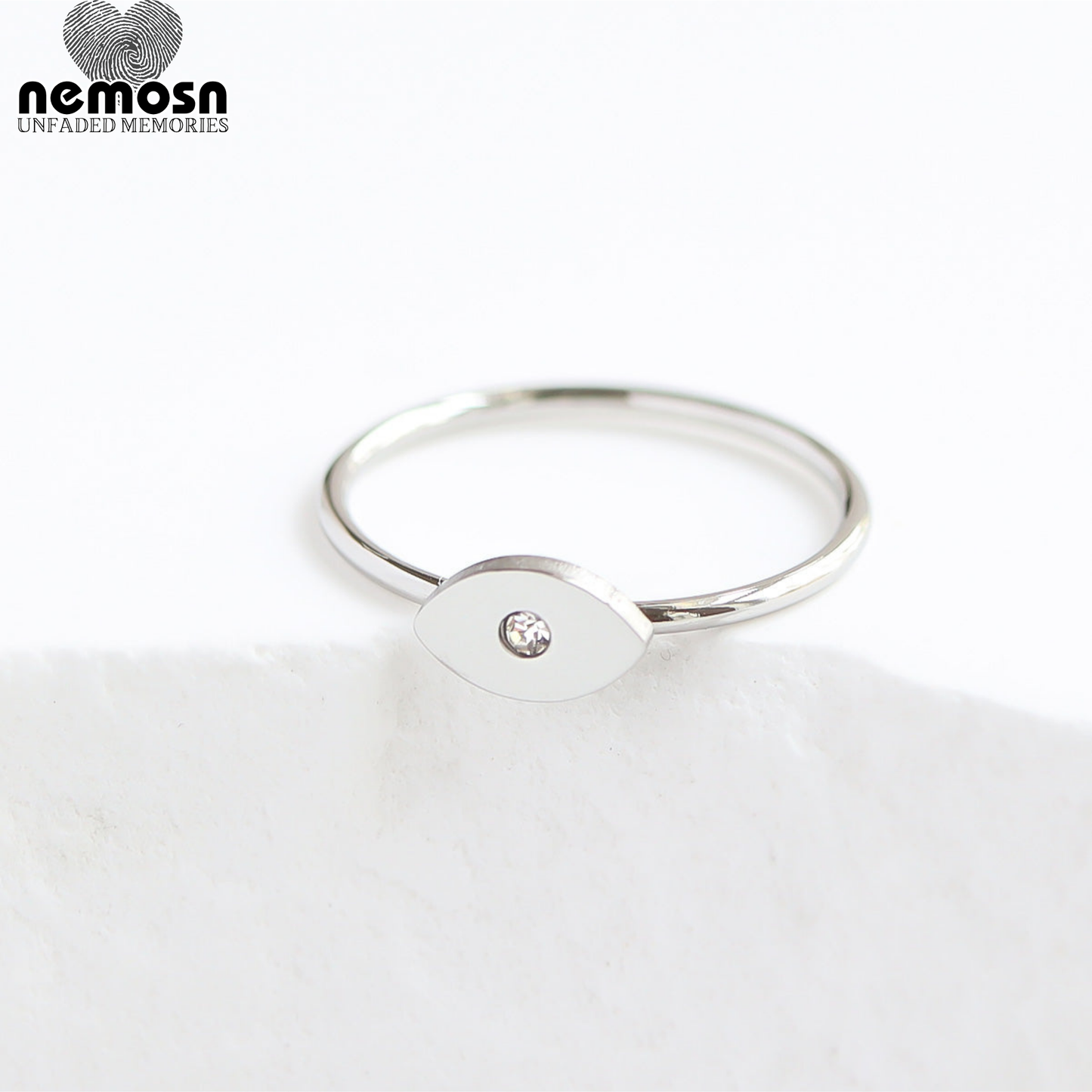 EyeLume™ — Minimal Evil Eye Ring with Central Crystal in Gold & Silver