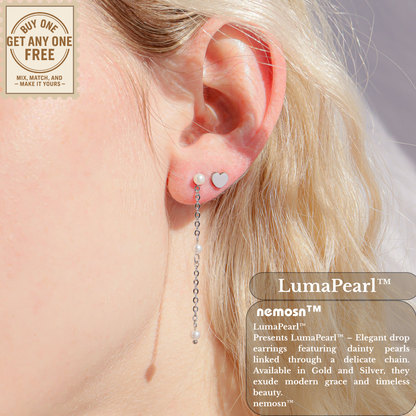 LumaPearl™ Elegant Drop Chain Earrings – 18K Gold & Silver Plated Dangle with Mini Pearls | Nemosn Jewelry
