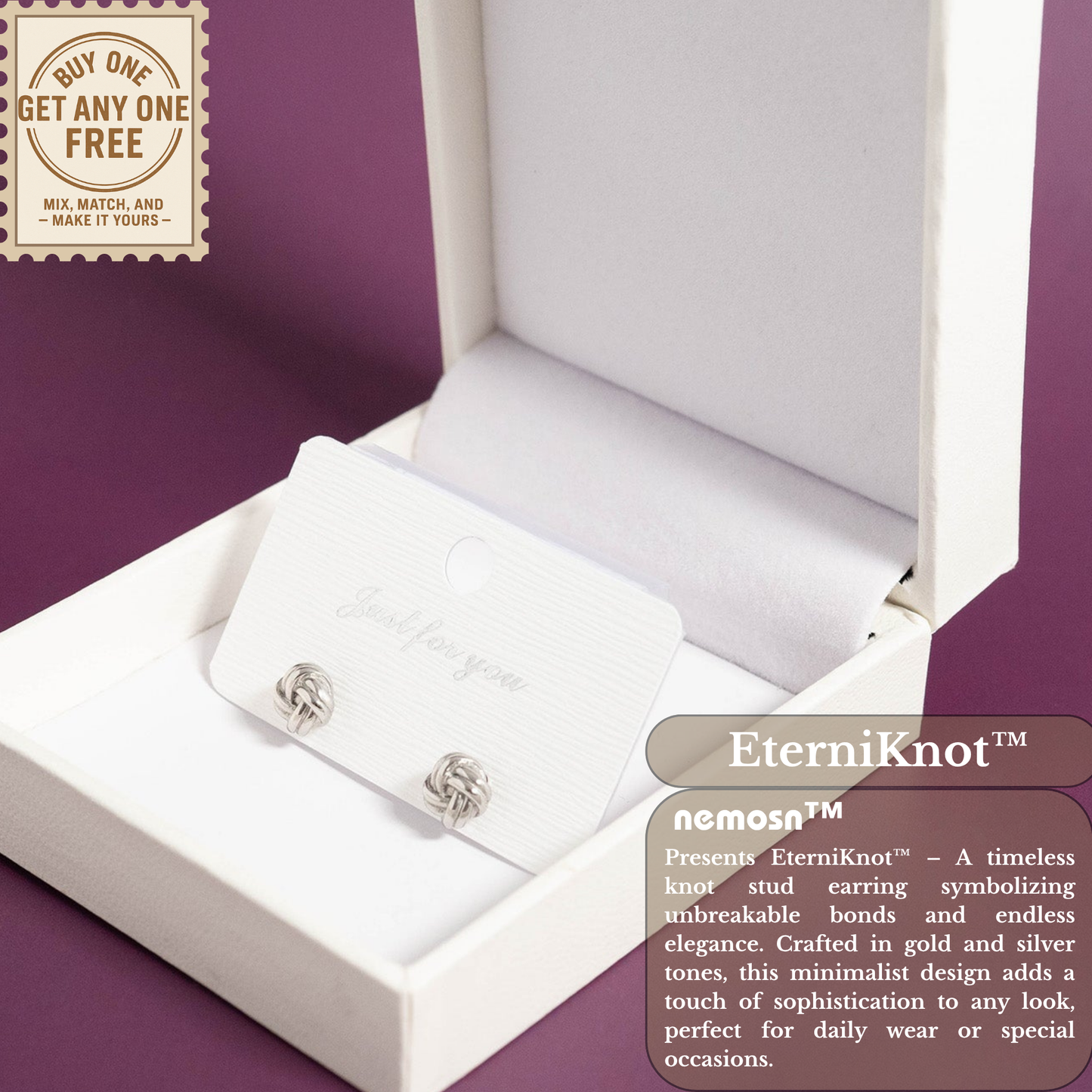 EterniKnot™ Love Knot Stud Earrings – 18K Gold & Silver Plated Symbolic Minimalist Jewelry for Women | Nemosn™ Eternal Bond Collection