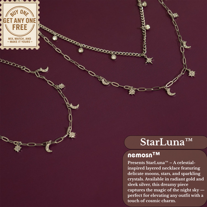 StarLuna™ Celestial Layered Necklace – Moon & Star Charm Constellation Design (Gold & Silver Options)