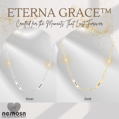 ChainLuxe™ Engravable Bar Necklace – Personalized Name or Date Necklace for Women | Gold & Silver Paperclip Chain | NEMOSN