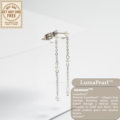 LumaPearl™ Elegant Drop Chain Earrings – 18K Gold & Silver Plated Dangle with Mini Pearls | Nemosn Jewelry