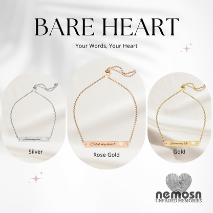 HeartBound™ Engravable Bar Bracelet – Personalized Name or Date Bracelet with Cutout Heart | Adjustable Gold, Rose Gold & Silver | NEMOSN