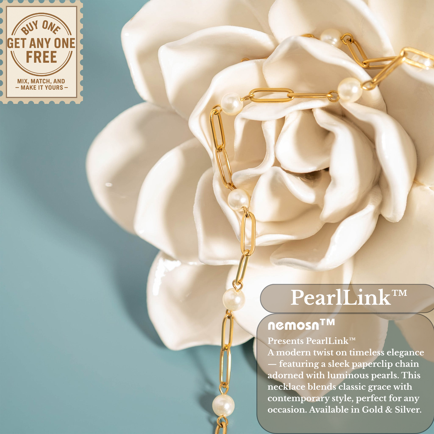 PearlLink™ Modern Paperclip & Pearl Chain Necklace – Minimal Elegant Statement (Gold & Silver Options)