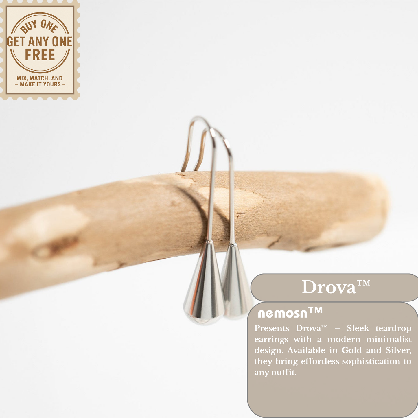 Drova™ Modern Teardrop Earrings – 18K Gold & Silver Plated Minimalist Dangle Design | Nemosn Jewelry