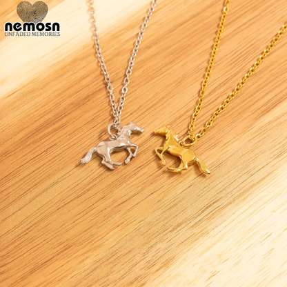 GallopGrace™ – Running Horse Charm Pendant in Gold & Silver