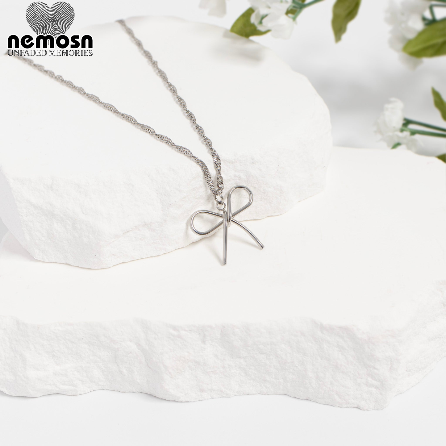 RibbonGleam™ Pendant – 18K Gold & Silver Stainless Steel Bow Charm | Minimalist, Elegant & Feminine Jewelry by Nemosn