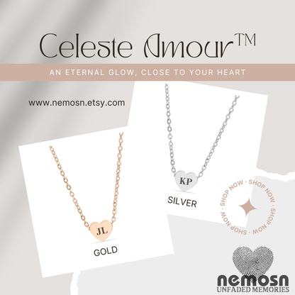 HeartGleam™ Engravable Heart Necklace – Personalized Initial Pendant for Women | Minimalist Gold & Silver Chain | NEMOSN