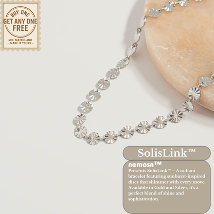 SolisLink™ Sunburst Disc Chain Bracelet – Adjustable Gold & Silver Minimalist Bracelet | Everyday Wear Jewelry Gift for Her