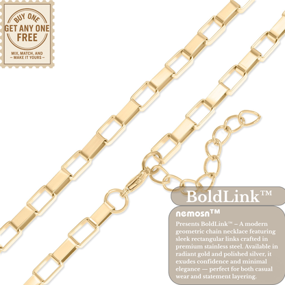 BoldLink™ Geometric Square Link Necklace | Modern Statement Chain in Gold & Silver | Layering Jewelry