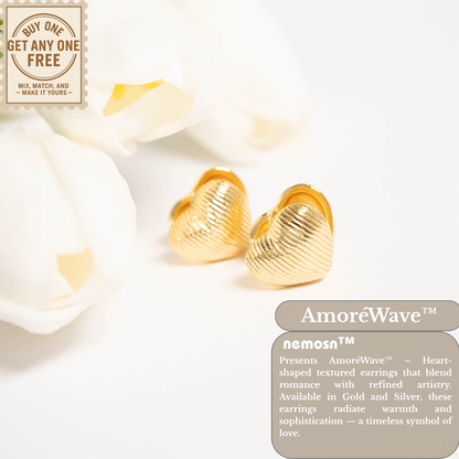 AmoréWave™ Textured Heart Hoop Earrings – 18K Gold & Silver Plated Romantic Jewelry for Women | Nemosn™ Elegant Gift for Every Moment