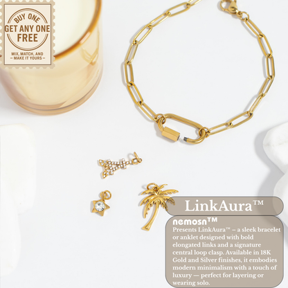LinkAura™ Paperclip Chain Bracelet with Lock Charm – Adjustable Gold & Silver Bracelet | Minimalist Everyday Jewelry Gift for Her