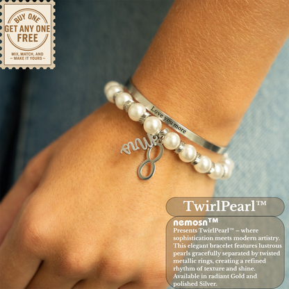 TwirlPearl™ Elegant Twisted Spacer Pearl Bracelet – Classic White Pearls, Tarnish-Free, Adjustable Fit