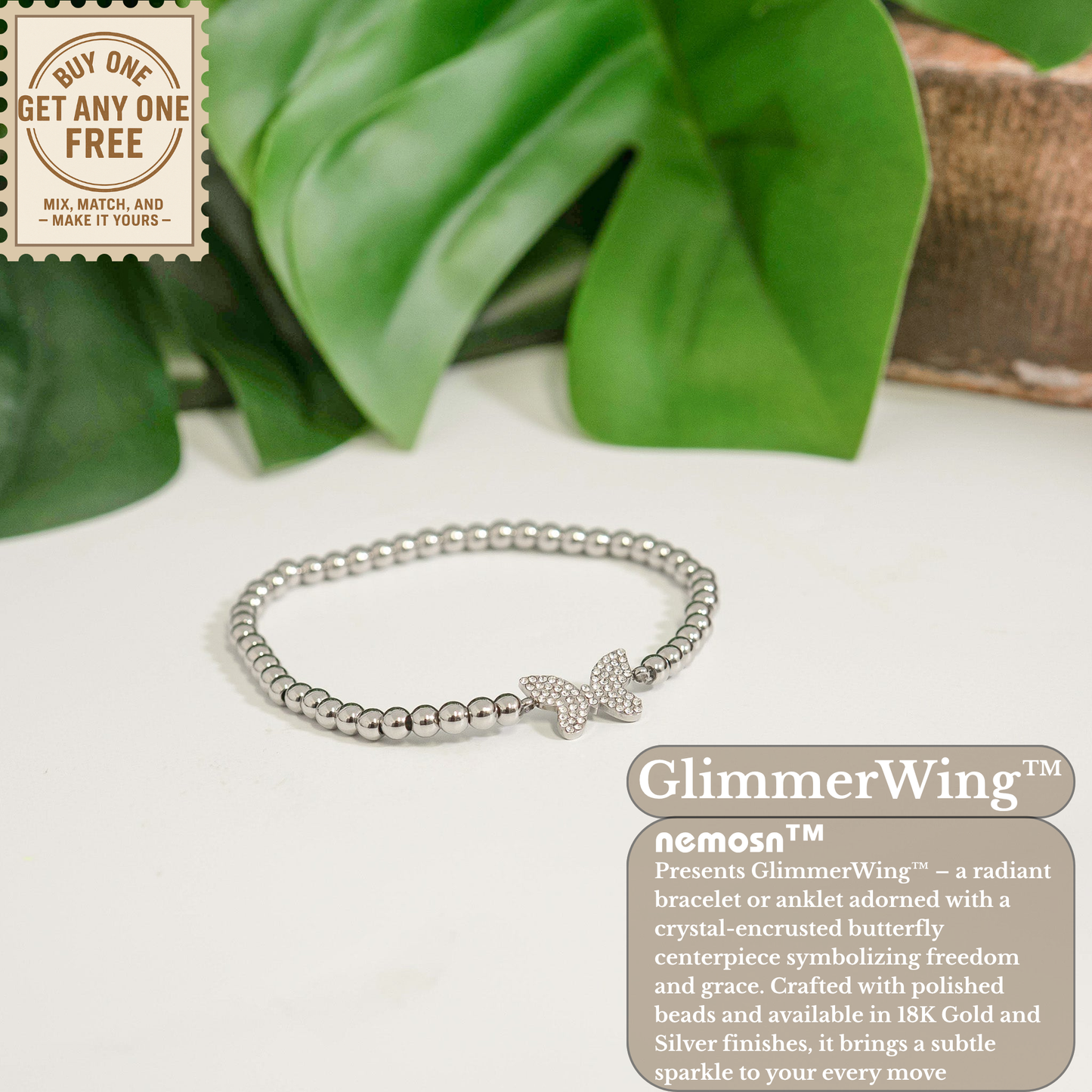 GlimmerWing™ Butterfly Beaded Bracelet – Gold & Silver Dainty Bracelet | Everyday Wear Jewelry Gift for Her
