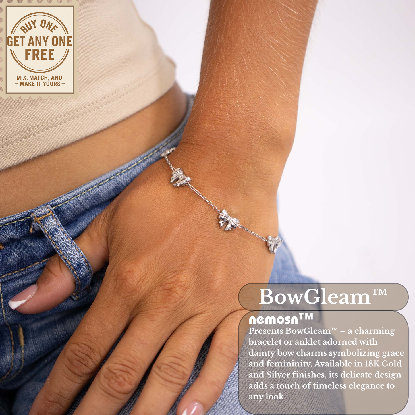 BowGleam™ Dainty Bow Chain Bracelet – Adjustable Gold & Silver Bracelet | Cute Minimalist Jewelry Gift for Her