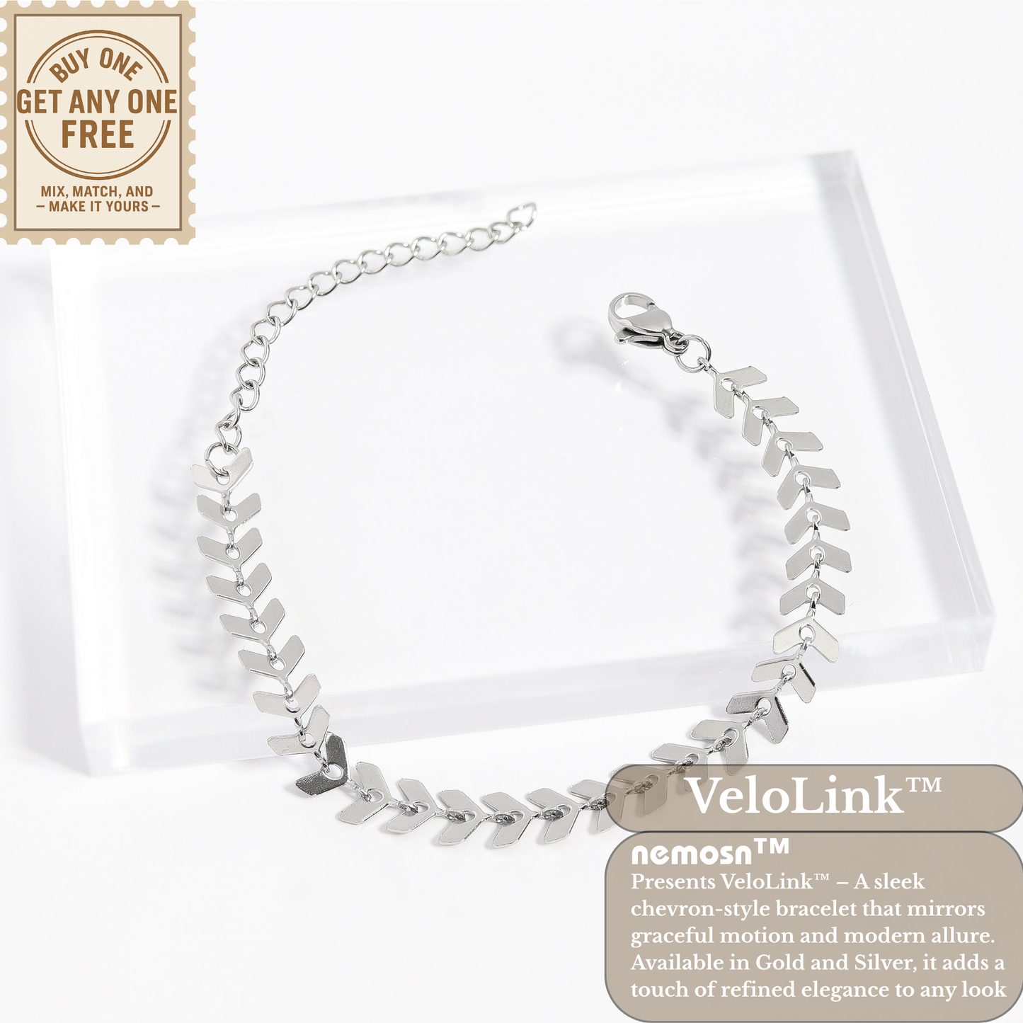 VeloLink™ Chevron Chain Bracelet – Sleek, Modern & Adjustable (Gold & Silver Options)