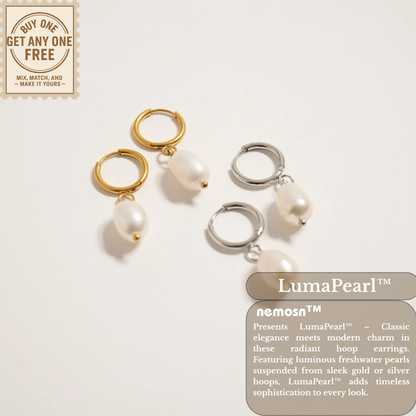 LumaPearl™ Classic Drop Pearl Hoop Earrings – 18K Gold & Silver Plated Minimalist Elegance | Nemosn™ Timeless Collection