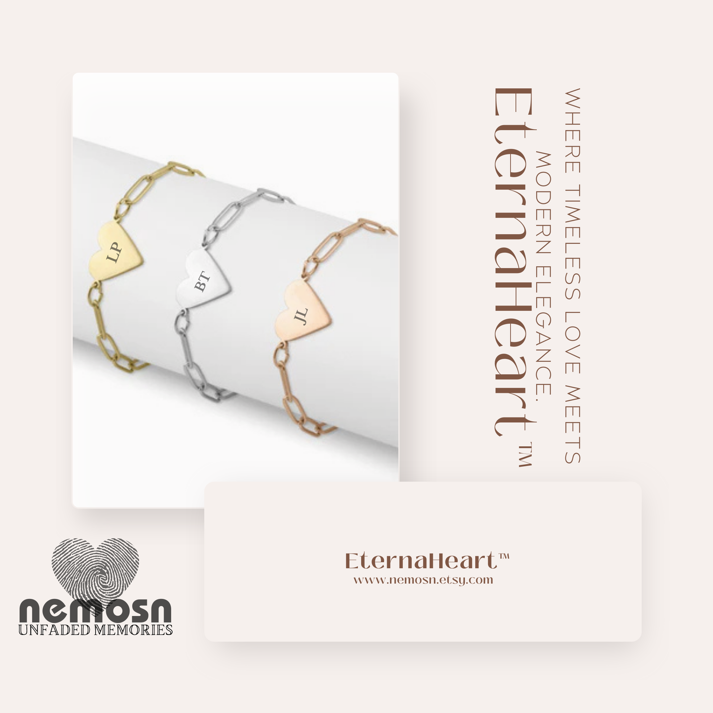LinkHeart™ – Custom Engravable Heart Bracelet