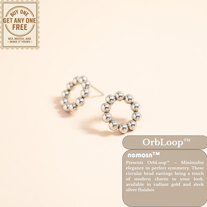 OrbLoop™ Beaded Circle Earrings – 18K Gold & Silver Plated Modern Minimalist Studs for Women | Nemosn™ Elegant Everyday Jewelry