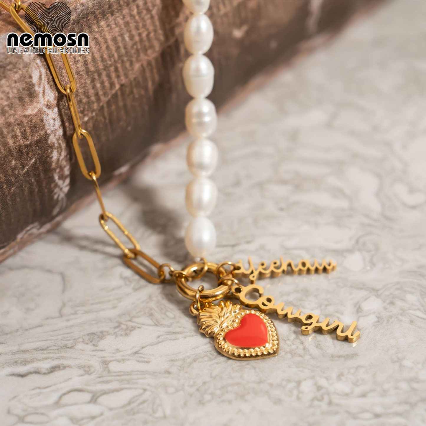 FlameHeart™ – Enamel Sacred Heart Charm Pendant in Gold & Silver