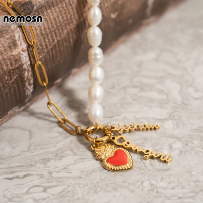 FlameHeart™ – Enamel Sacred Heart Charm Pendant in Gold & Silver