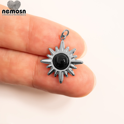 SolarEclipse™ – Radiant Sun Pendant in 18K Gold & Silver Finish