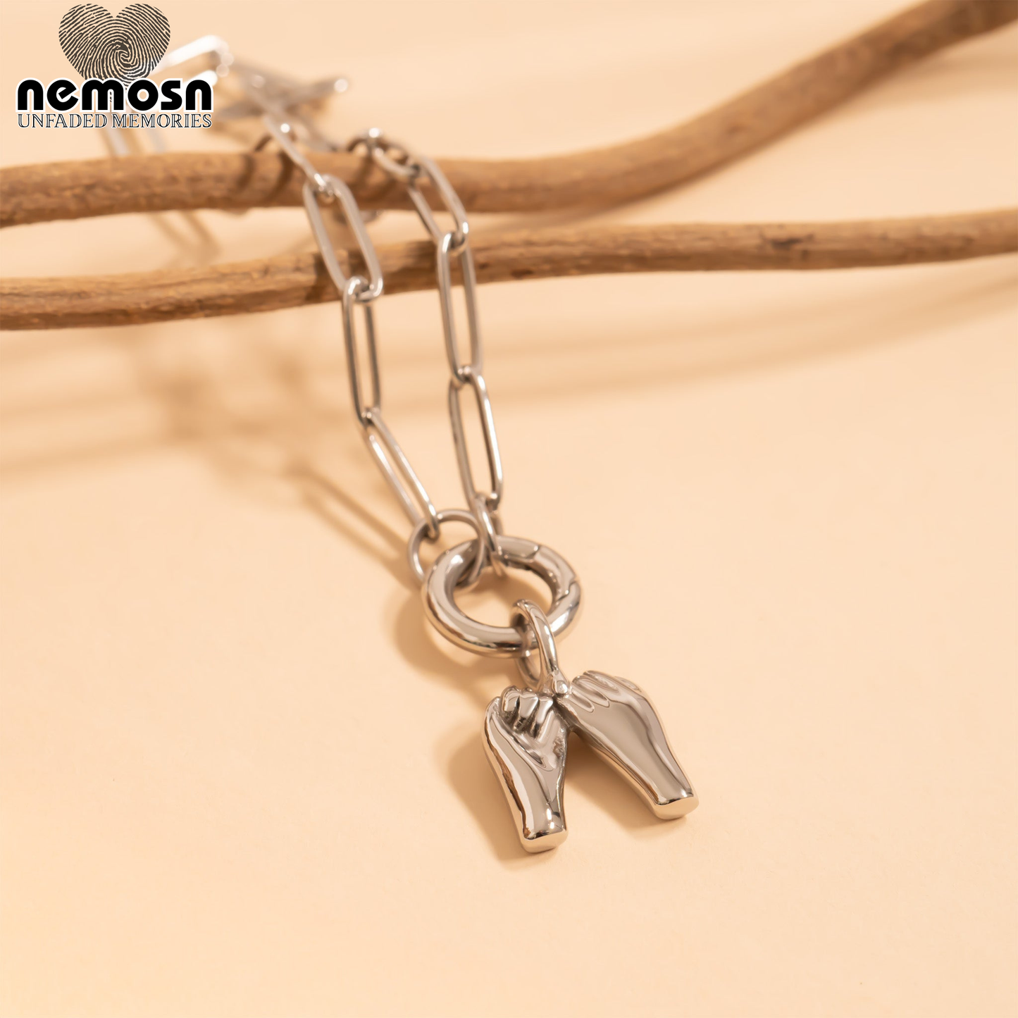 UnityBond™ Pendant – 18K Gold & Silver Stainless Steel Interlocking Hands Charm | Friendship, Promise & Love Jewelry