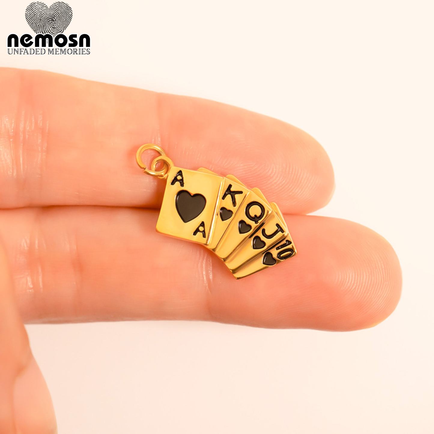 RoyalFlush™ – Lucky Poker Card Charm Pendant in Gold & Silver