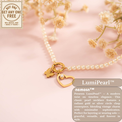 LumiPearl™ Elegant Pearl Necklace with Modern Circular Clasp – Available in Gold & Silver | Nemosn™ Luxury Pearl Jewelry Collection