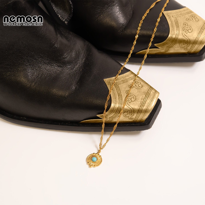 AquaRay™ – Turquoise Radiance Pendant in 18K Gold & Silver Finish