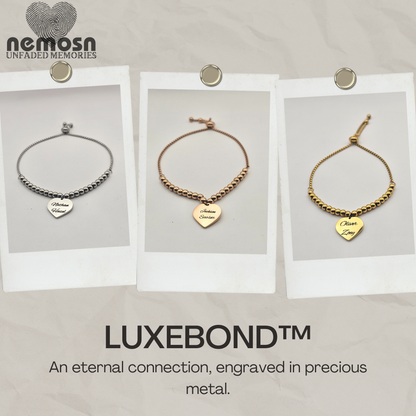 HeartLuxe™ – Custom Engravable Heart Charm Bracelet