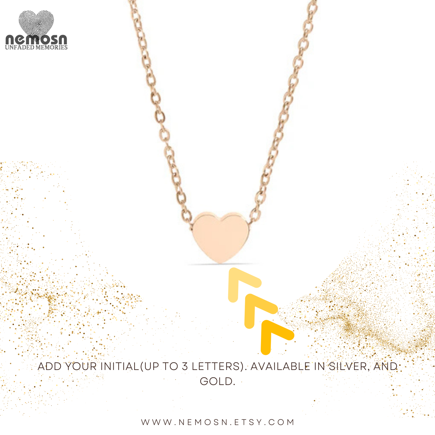 HeartGleam™ Engravable Heart Necklace – Personalized Initial Pendant for Women | Minimalist Gold & Silver Chain | NEMOSN