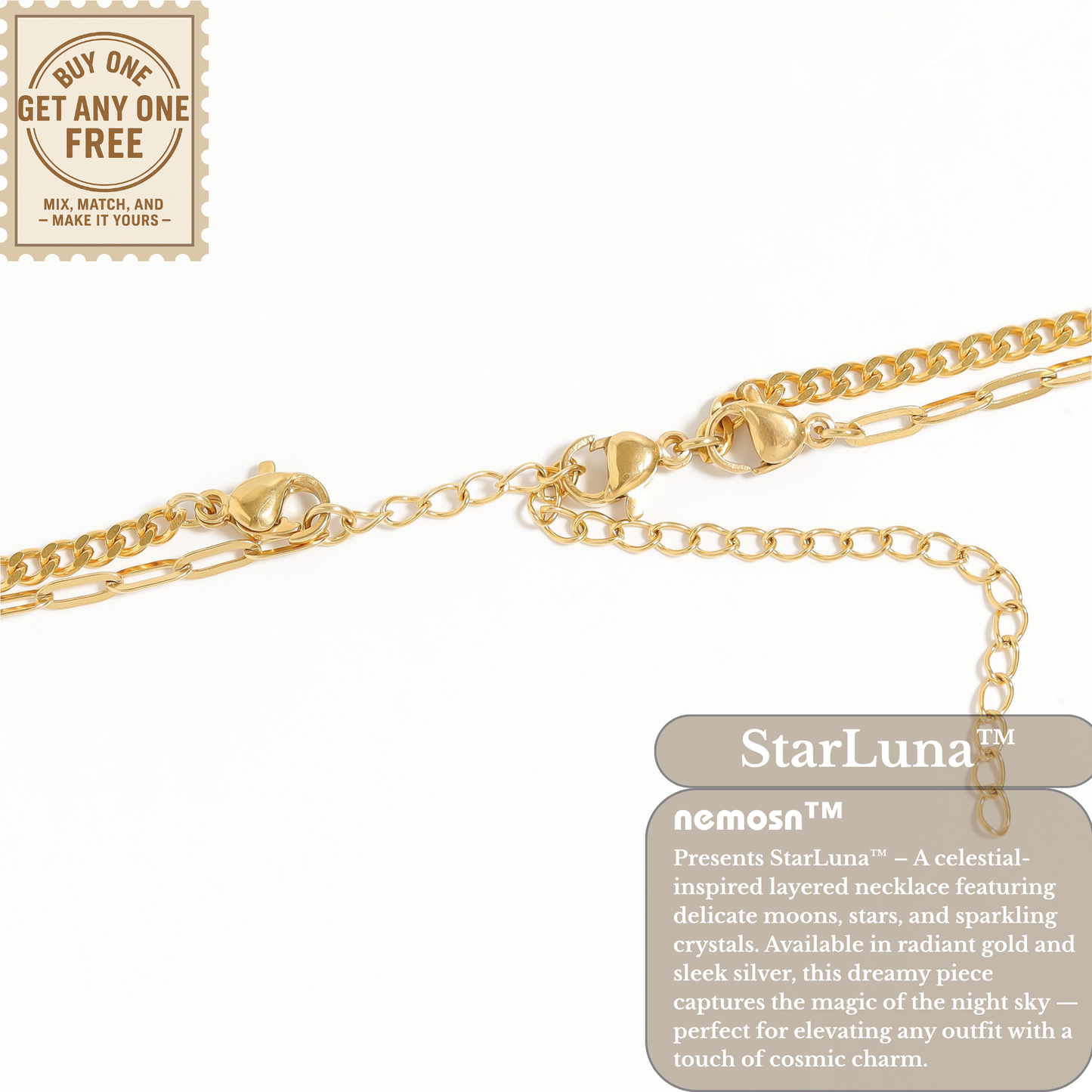 StarLuna™ Celestial Layered Necklace – Moon & Star Charm Constellation Design (Gold & Silver Options)