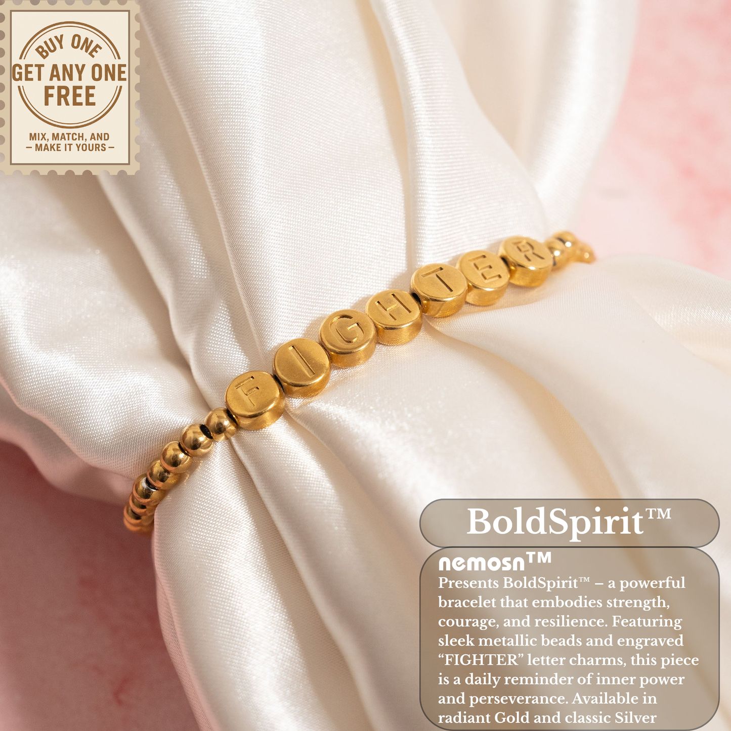 BoldSpirit™ Inspirational Letter Bead Bracelet – Strength, Courage & Confidence (Gold & Silver Options)