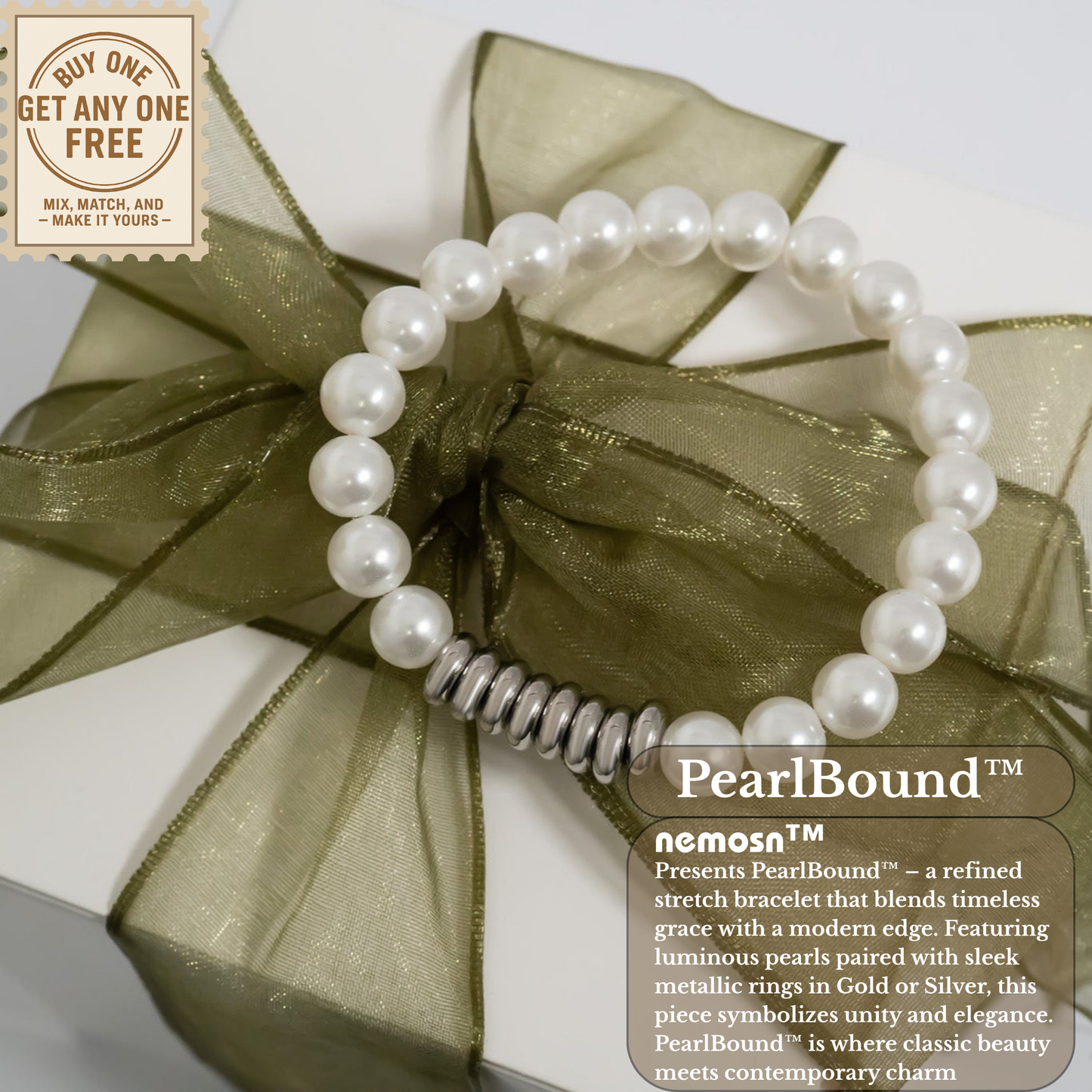 PearlBound™ Elegant Faux Pearl Bracelet | 18K Gold / Silver Accent | Waterproof, Tarnish-Free | Timeless Minimal Style