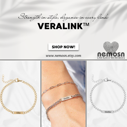 CurbLink™ Engravable Bar Bracelet – Personalized Name or Date Bracelet for Men & Women | Gold & Silver Chain | NEMOSN