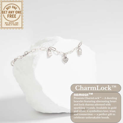 CharmLock™ 18K Gold & Silver Heart Lock Paperclip Chain Bracelet – Dainty Adjustable Love Charm Jewelry for Women