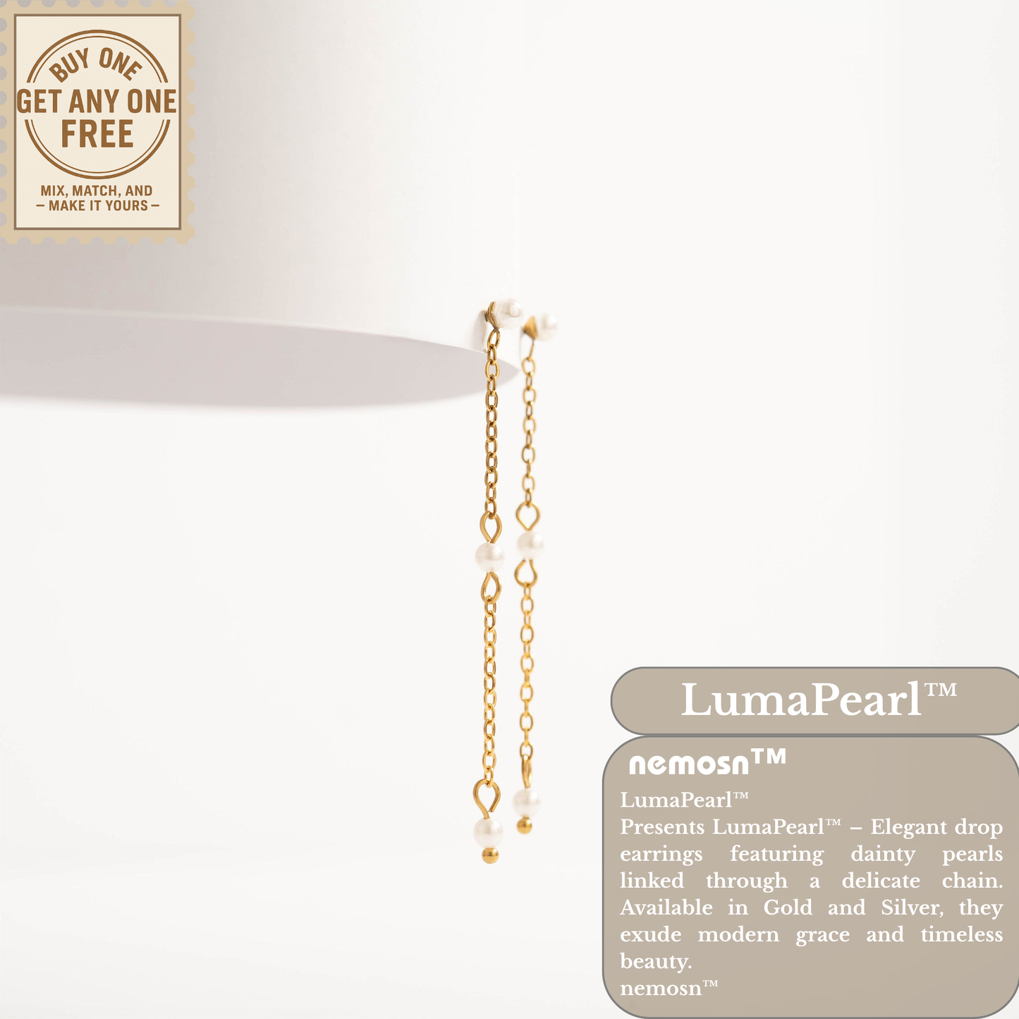 LumaPearl™ Elegant Drop Chain Earrings – 18K Gold & Silver Plated Dangle with Mini Pearls | Nemosn Jewelry