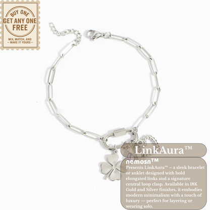 LinkAura™ Paperclip Chain Bracelet with Lock Charm – Adjustable Gold & Silver Bracelet | Minimalist Everyday Jewelry Gift for Her