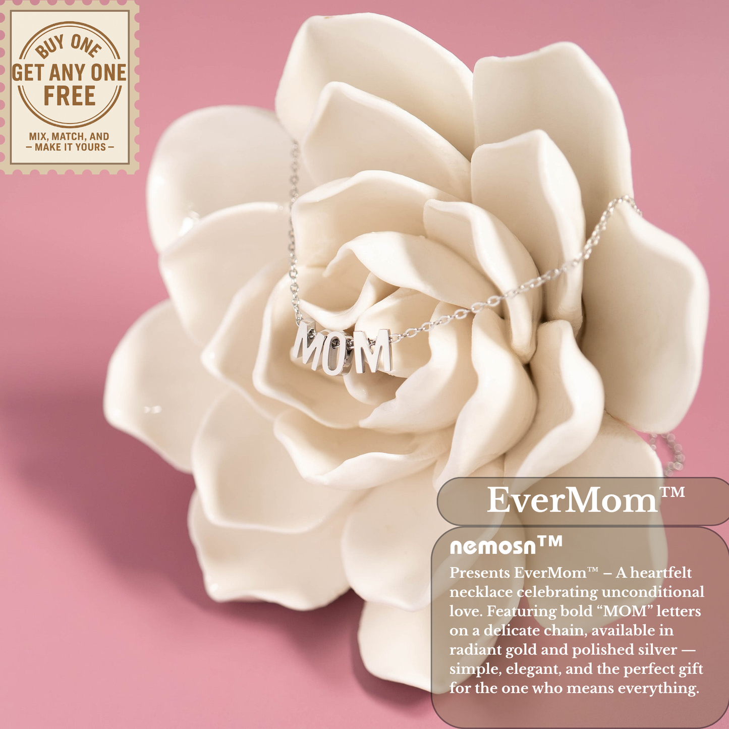 EverMom™ Minimalist MOM Letter Necklace | Meaningful Gift for Mothers | Gold & Silver